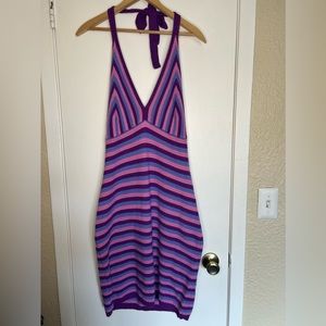 Purple Pink and Blue Striped Wild Fable Crochet Dress size XL